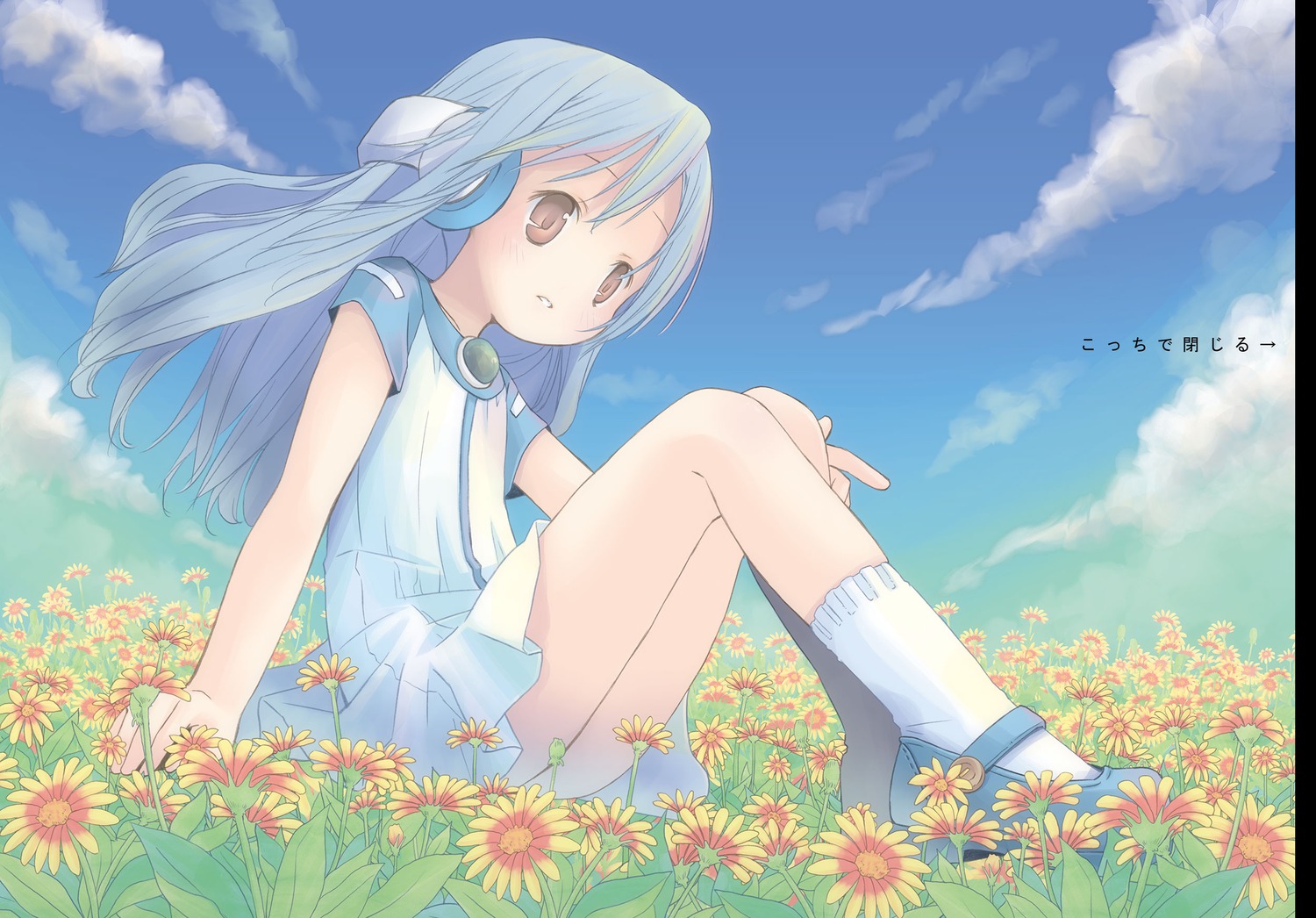 dress, flower, headphones, kowarekake_no_orgel, pop