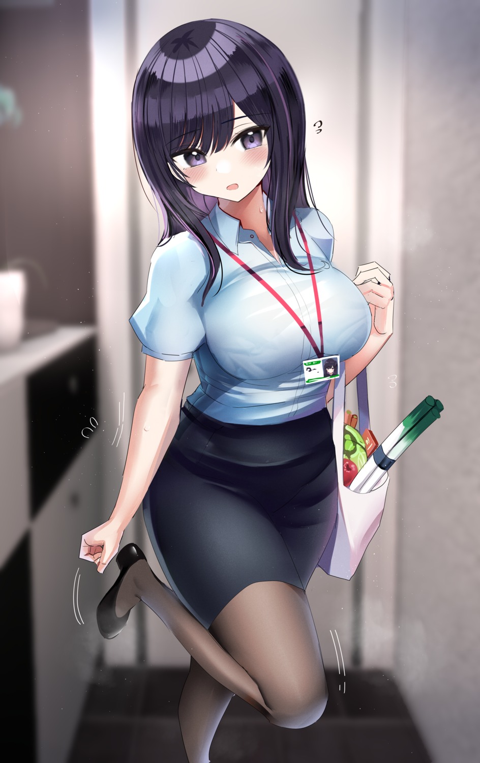 bra, dress_shirt, hanasaka_houcha, heels, pantyhose, see_through