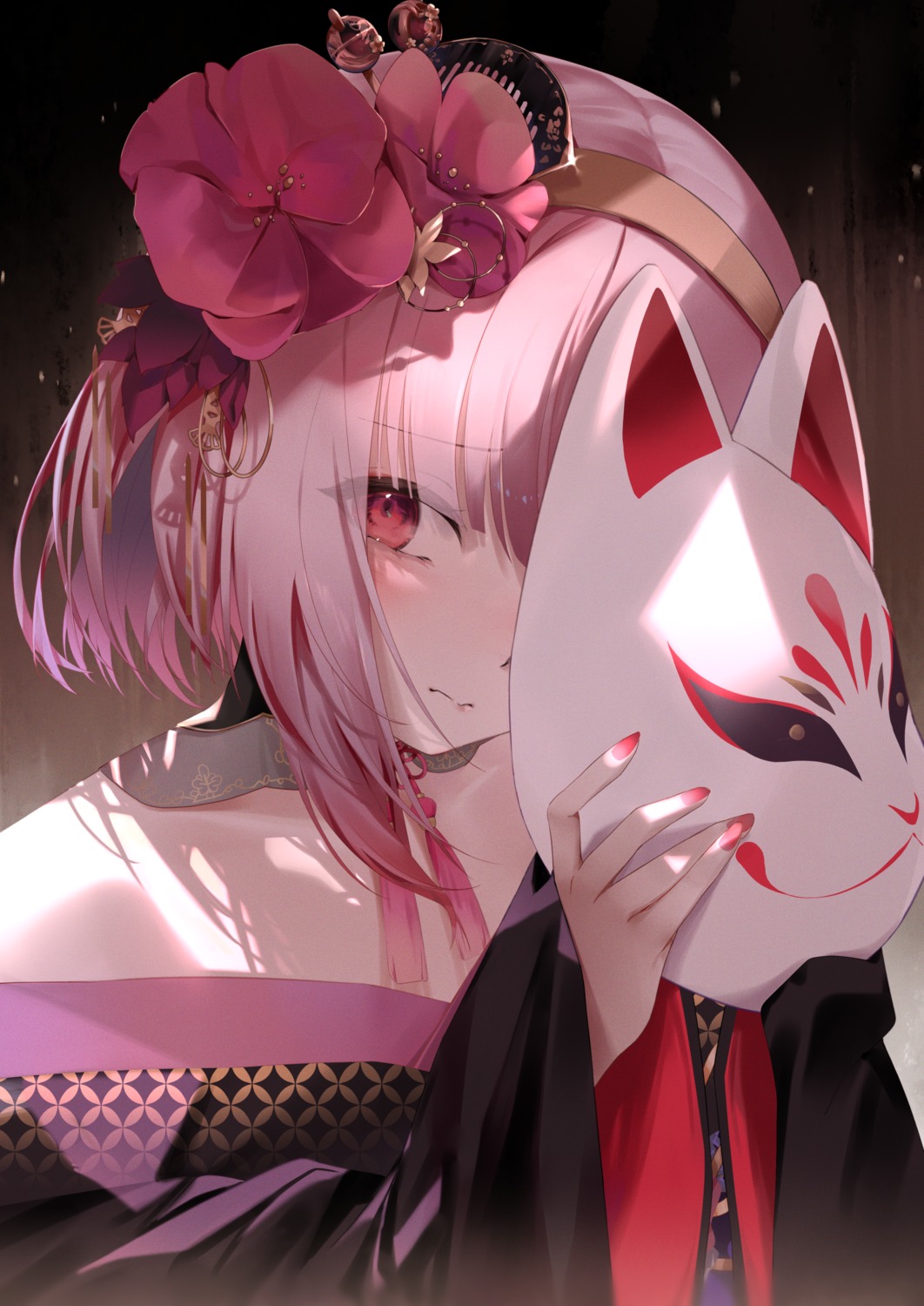 hololive, hololive_english, japanese_clothes, mori_calliope, pola_(1021)