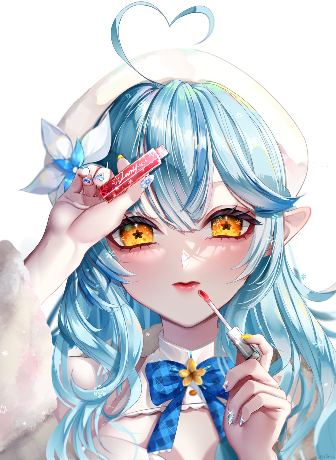 cleavage, elf, fayutea, hololive, pointy_ears, yukihana_lamy