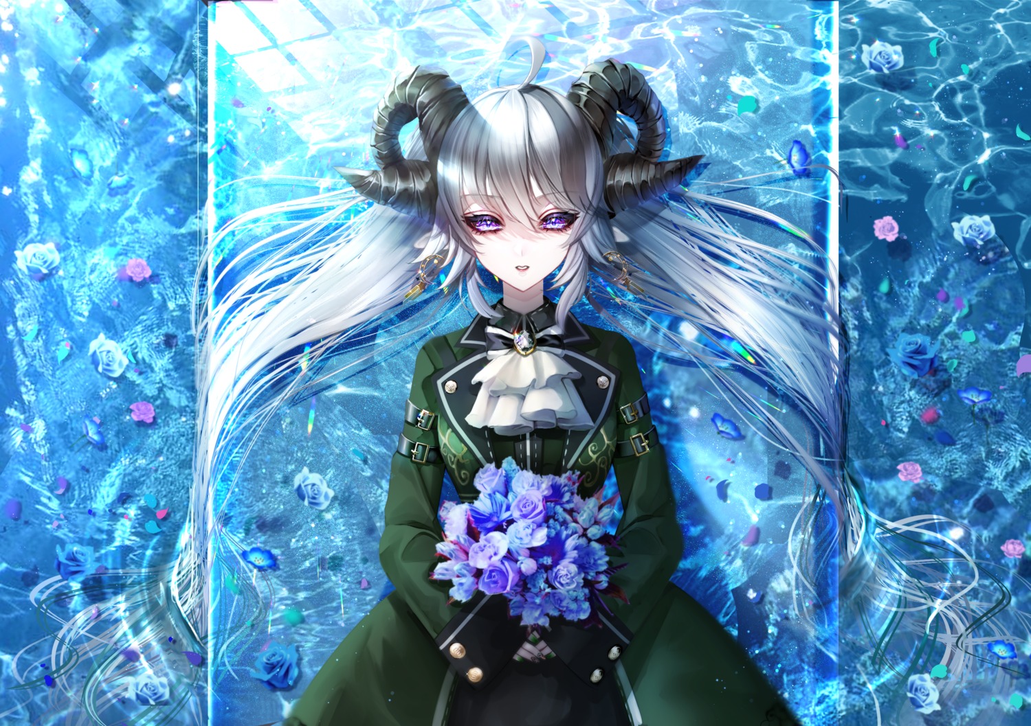 dress, fayutea, horns, pointy_ears