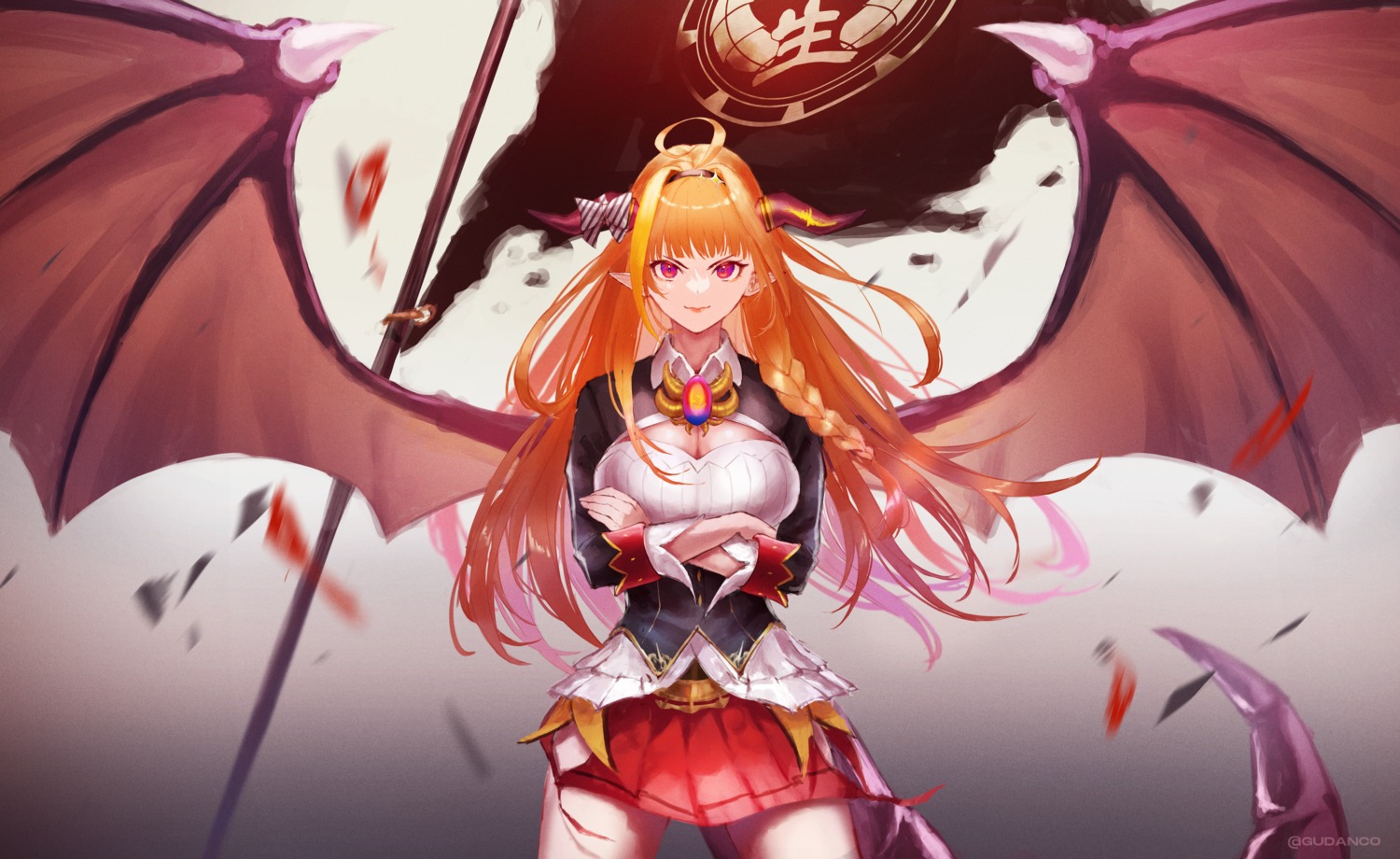 cleavage, gudanco_(nyanmeowzer), hololive, horns, kiryuu_coco, pointy_ears, tail, wings