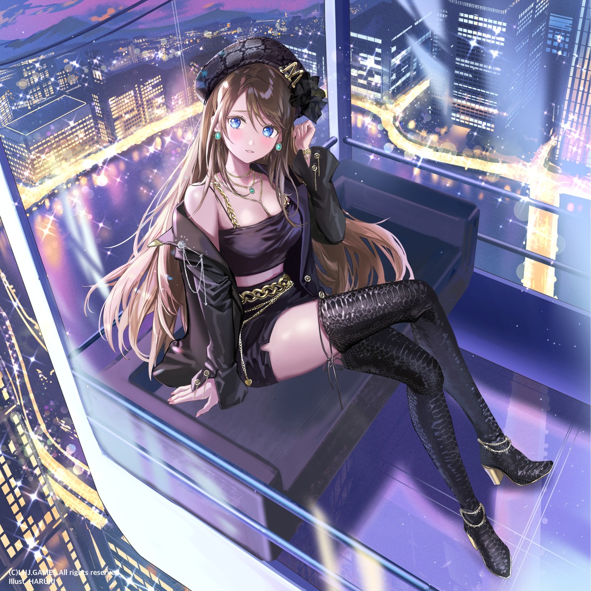 heels, mullpull, no_bra, thighhighs