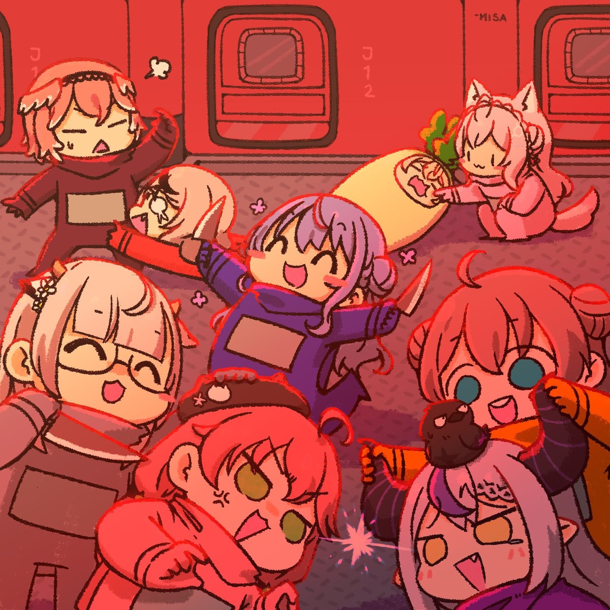 among_us, animal_ears, chibi, cosplay, crewmate_(among_us), crow_(la+_darknesss), devil, hakui_koyori