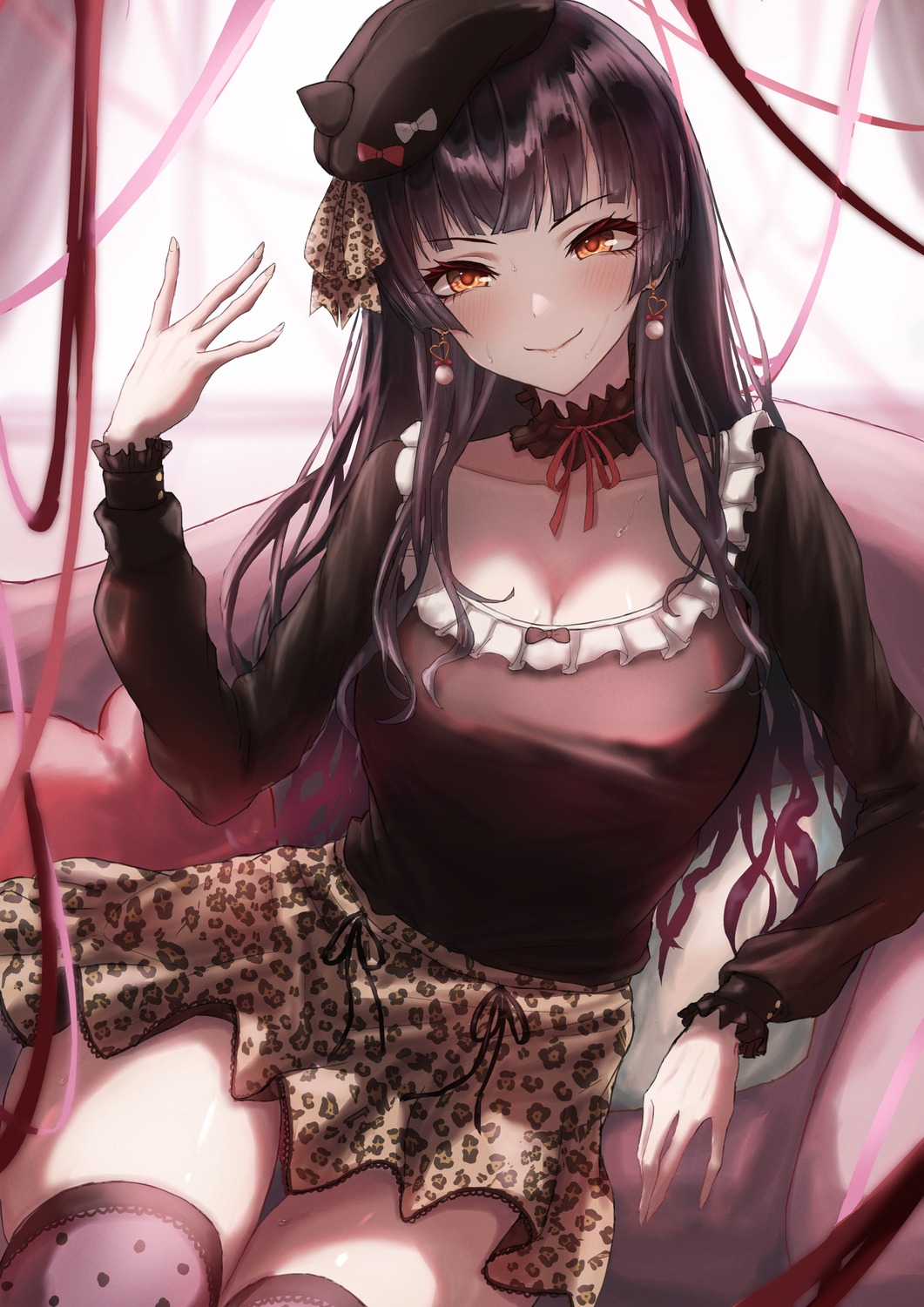 cleavage, mayuzumi_fuyuko, pantsu, shaddoll_fusion, skirt_lift, the_idolm@ster, the_idolm@ster_shiny_colors, thighhighs