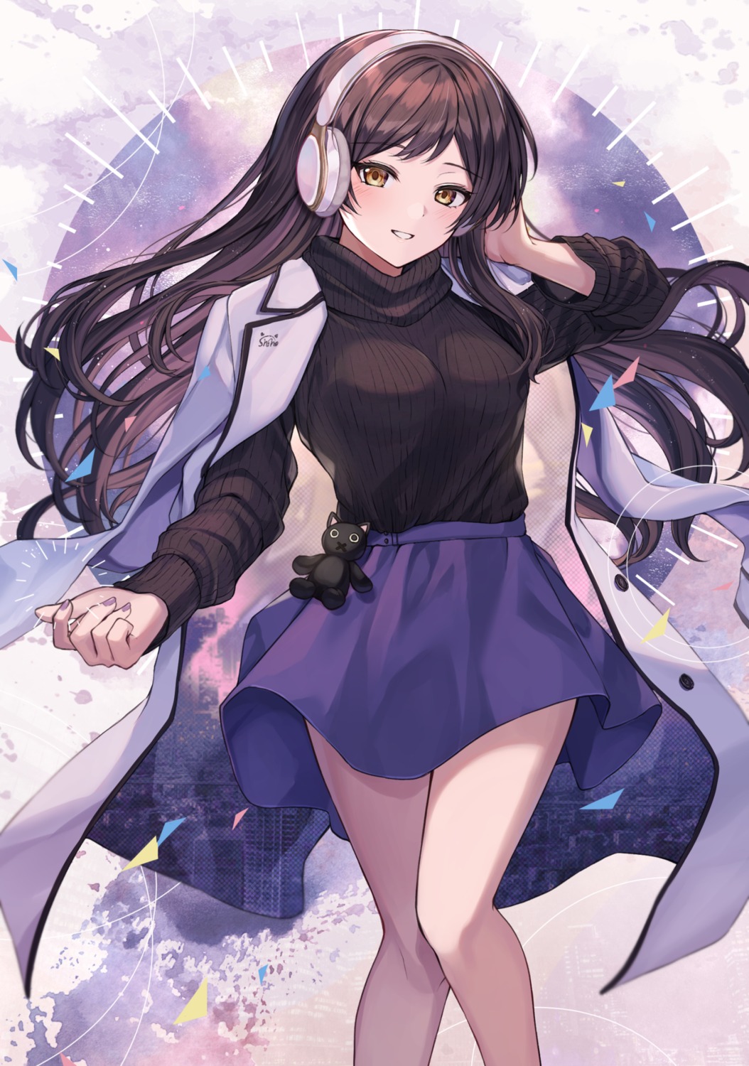headphones, kitazawa_shiho, kuroto_yuu, sweater, the_idolm@ster, the_idolm@ster_million_live!