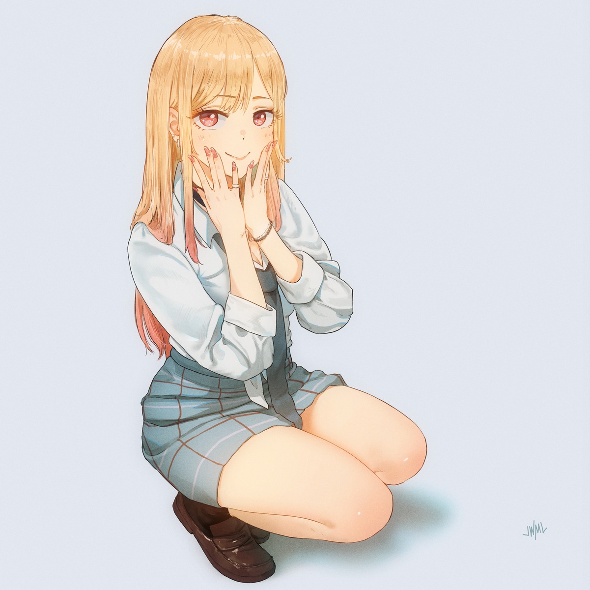 cleavage, kitagawa_marin, open_shirt, seifuku, sono_bisque_doll_wa_koi_wo_suru, steamy_tomato