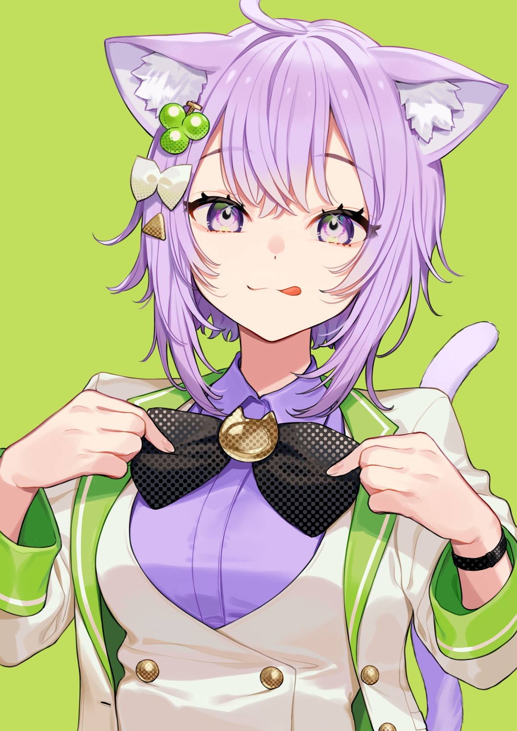animal_ears, hololive, hololive_gamers, nekomata_okayu, nekomimi, tail, uniform, yuu_(higashi_no_penguin)