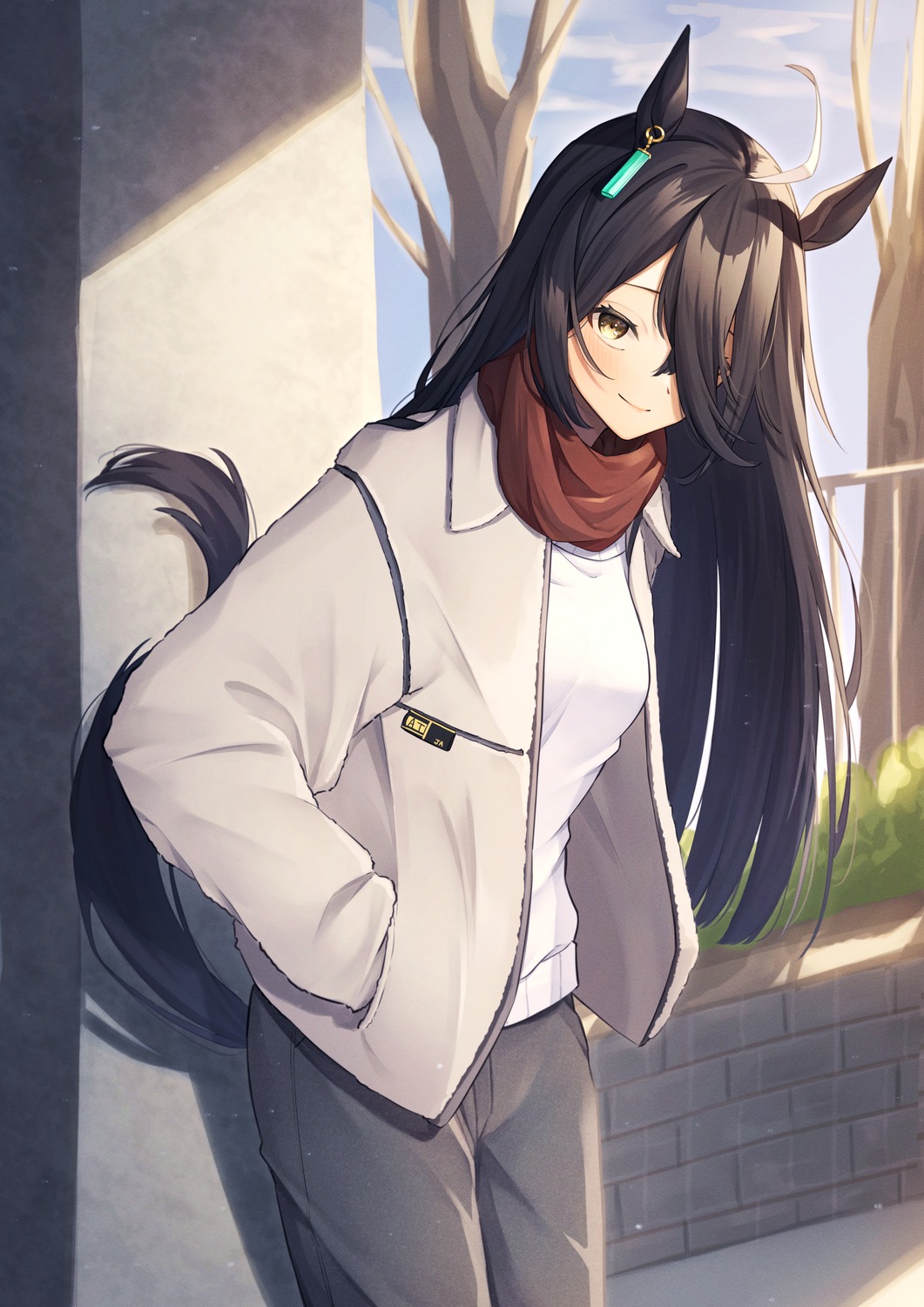 animal_ears, isana615, manhattan_cafe_(umamusume), sweater, tail, uma_musume_pretty_derby