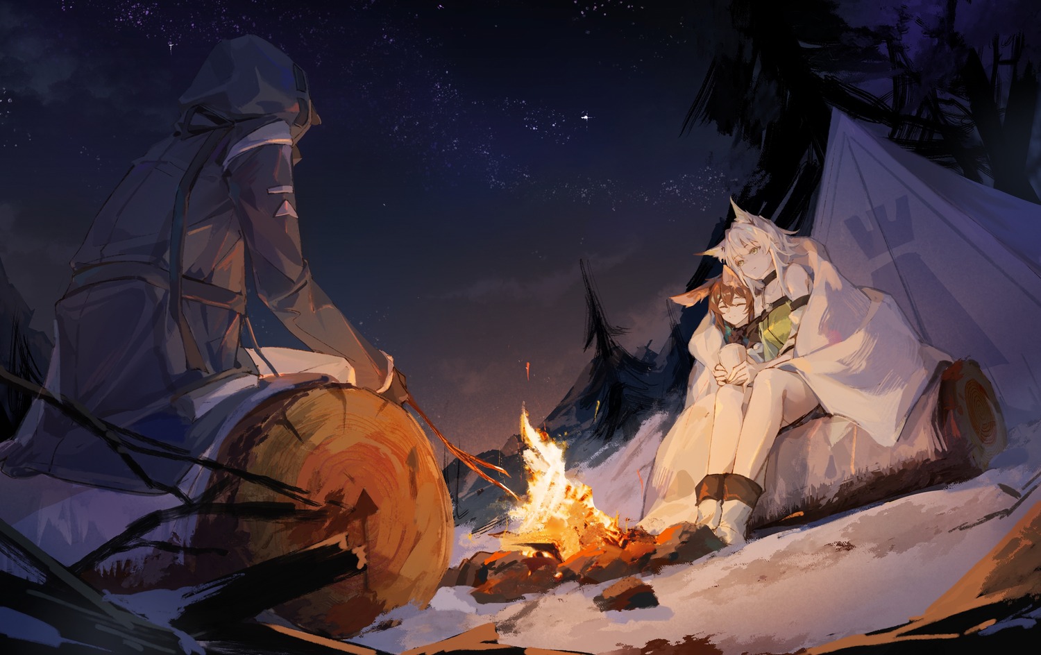 amiya_(arknights), animal_ears, arknights, bunny_ears, magallan_(arknights), moyu_marginal, yuri