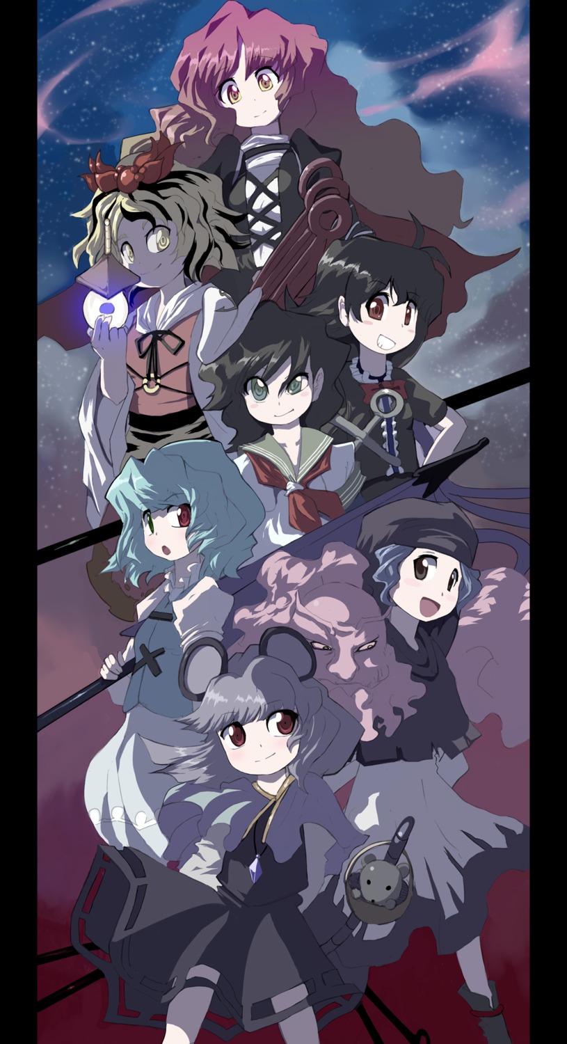 heterochromia, hijiri_byakuren, houjuu_nue, kumoi_ichirin, murasa_minamitsu, nazrin, shape, tatara_kogasa