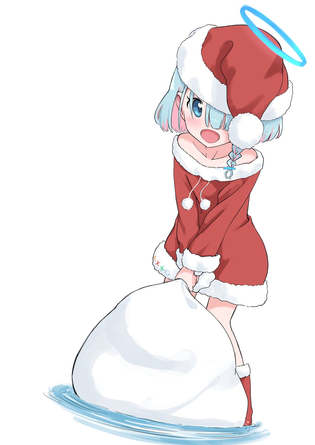 arona_(blue_archive), blue_archive, christmas, dress, halo, tamura-chan, wet