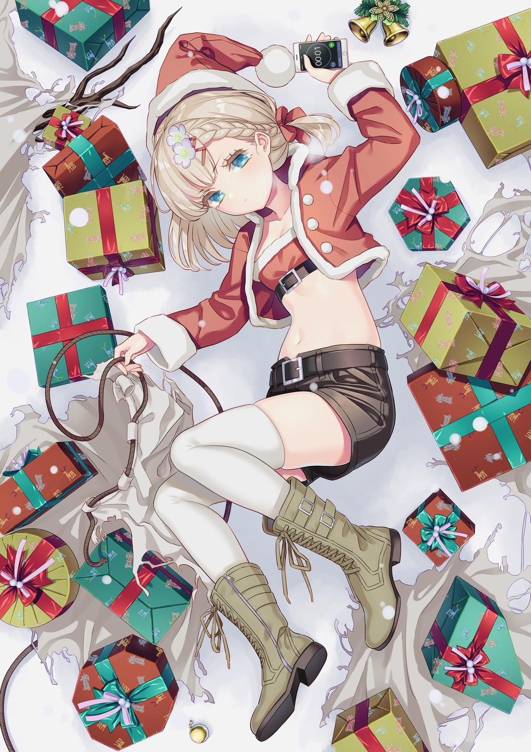 christmas, cleavage, thighhighs, yoko-ya_manjirou