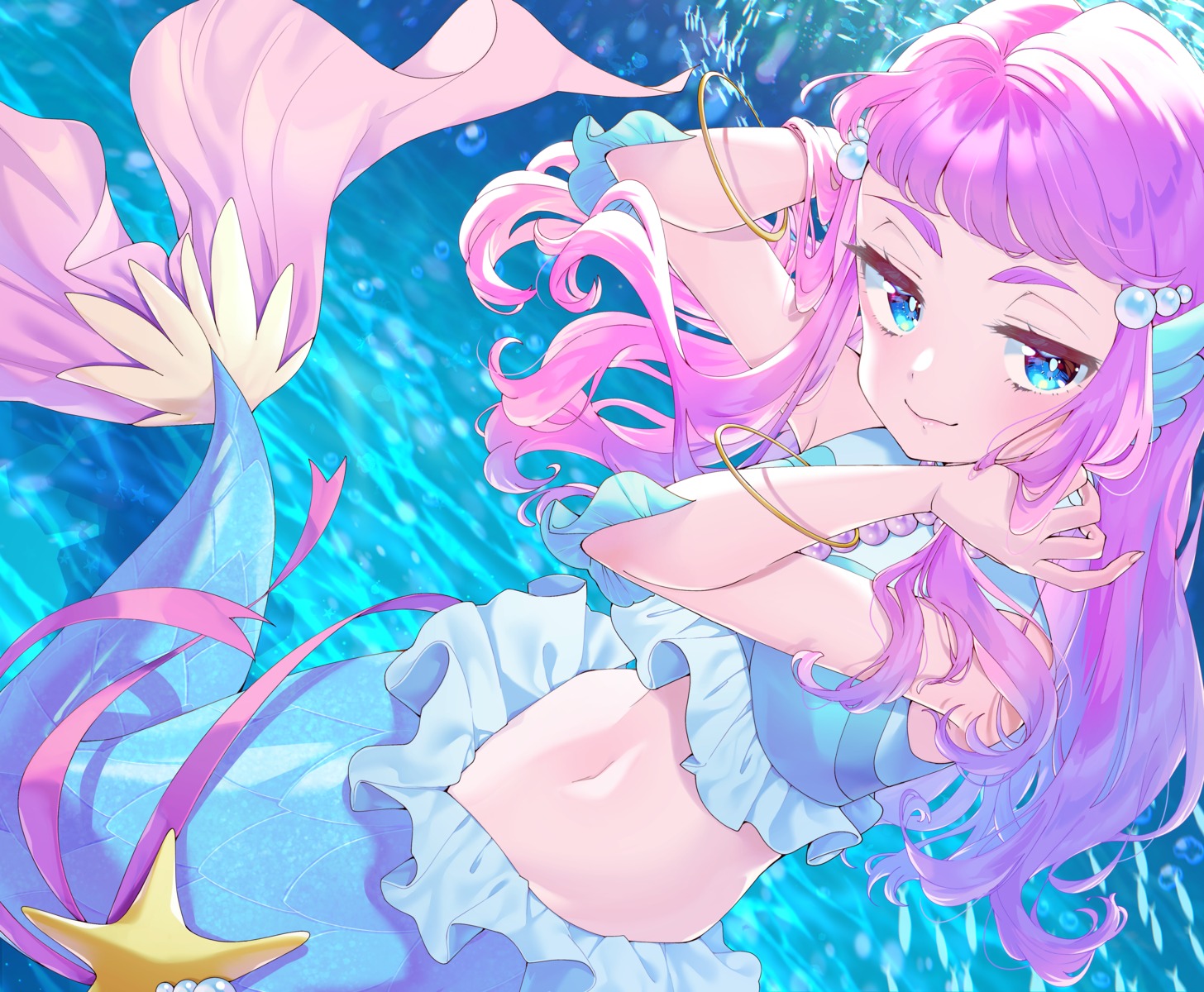 laura_(precure), mermaid, monster_girl, precure, swimsuits, tail, tropical-rouge!_precure, yupiteru