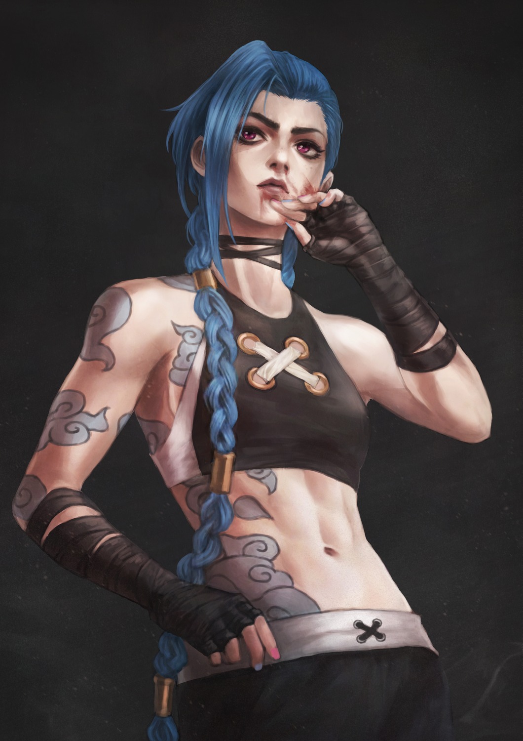 jinx, league_of_legends, monori_rogue, tattoo