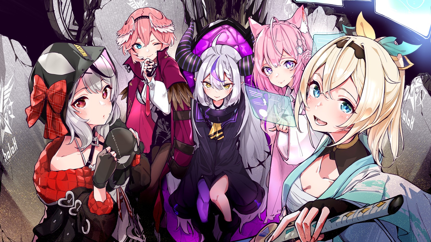 animal_ears, cleavage, devil, dress, hakui_koyori, hololive, horns, japanese_clothes