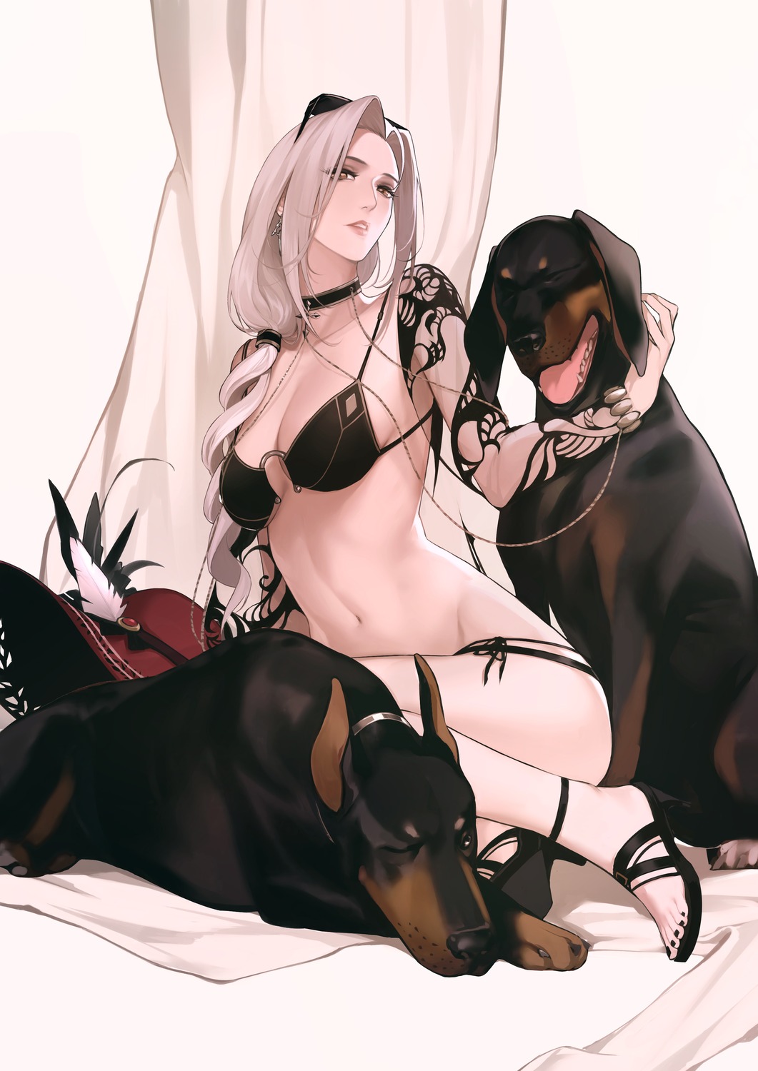 bikini, carmilla_(fate/grand_order), fate/grand_order, heels, megane, reroi, swimsuits