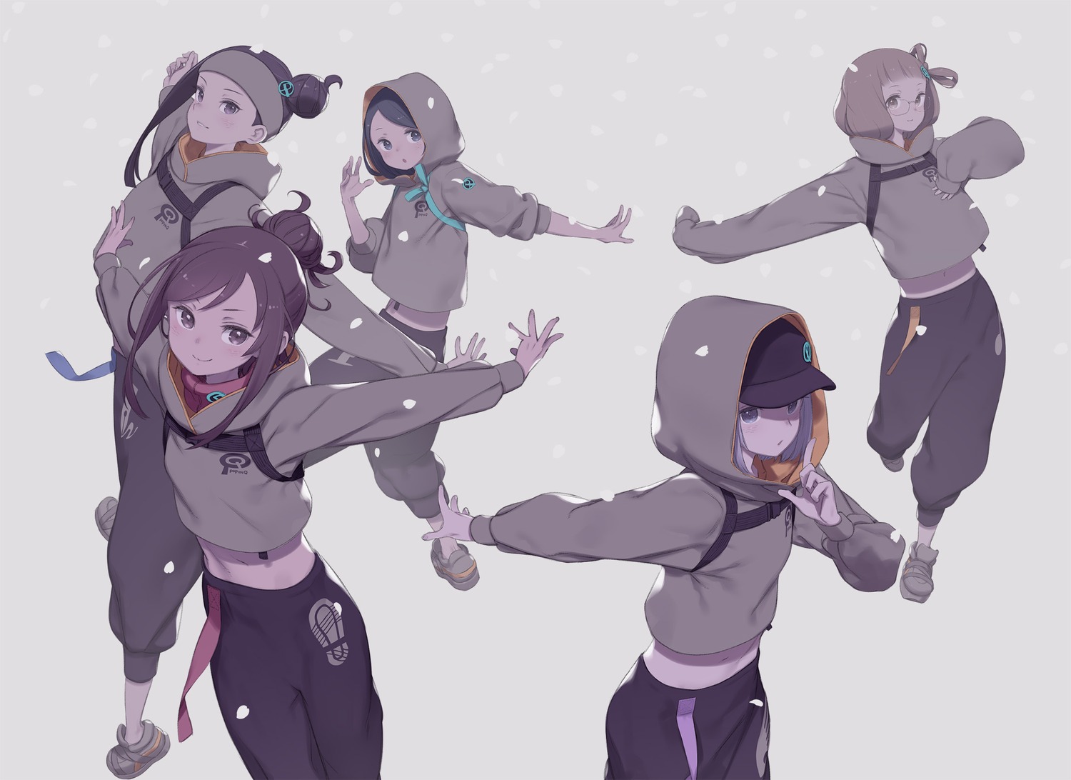gym_uniform, hioka_aoi, kominato_isumi, kuroboshi_kouhaku, megane, oumichi_asahi, pop_in_q, tomodate_konatsu