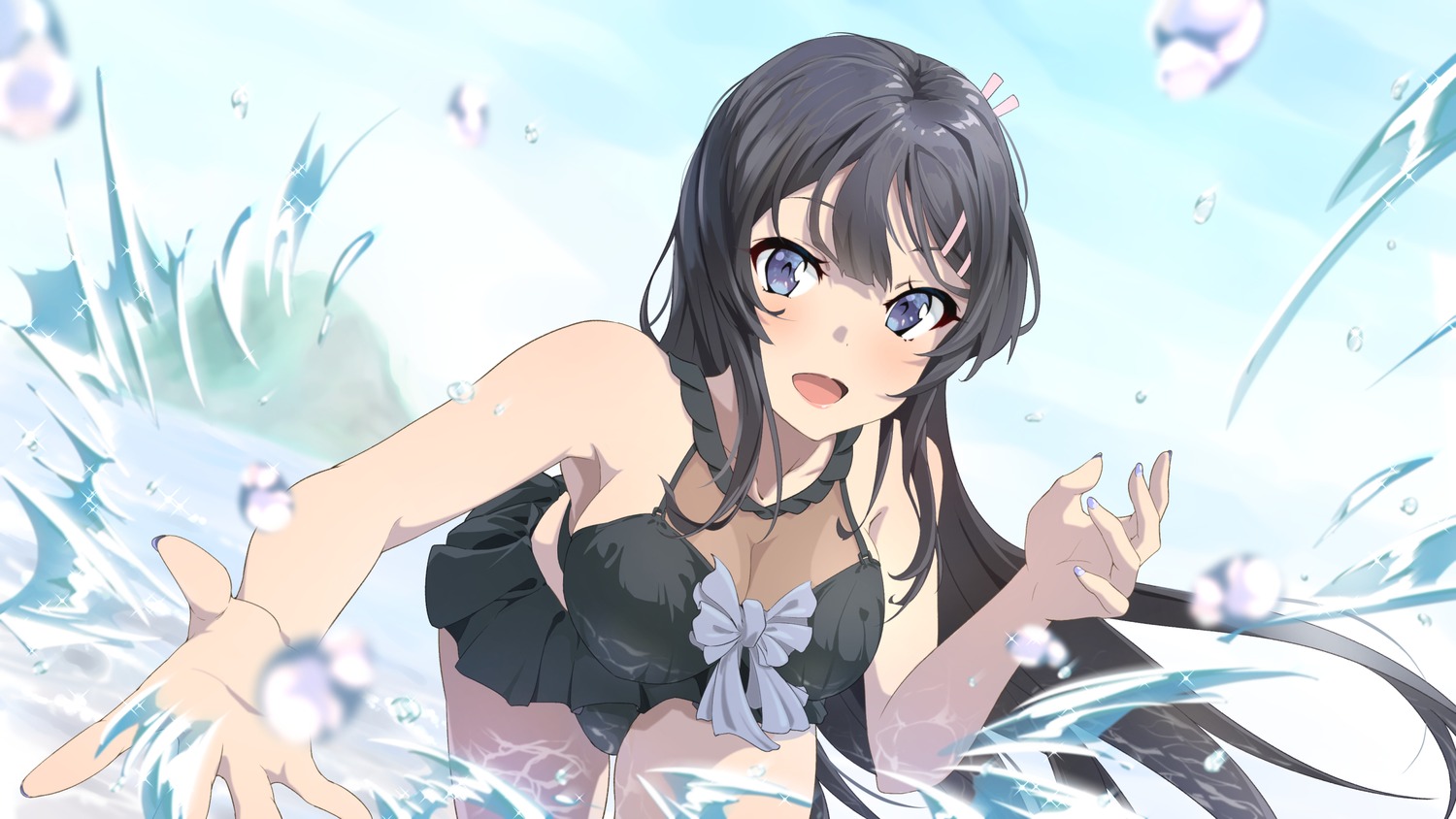 artist_revision, cleavage, raiz_art_works, sakurajima_mai, see_through, seishun_buta_yarou, swimsuits, wet