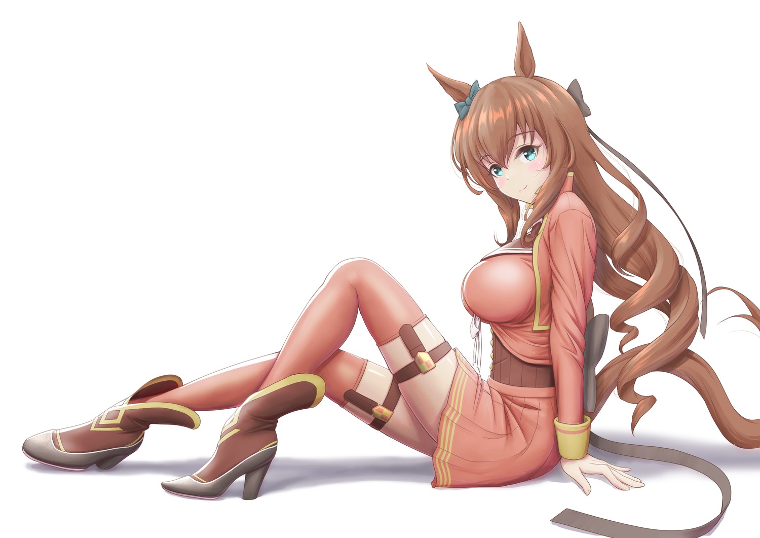 animal_ears, garter, heels, maruzensky_(umamusume), shibakarisena, stockings, tail, thighhighs