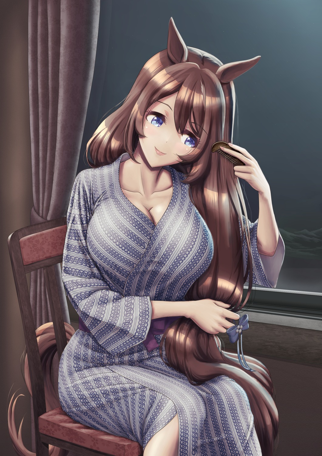 animal_ears, shibakarisena, super_creek_(umamusume), tail, uma_musume_pretty_derby, yukata