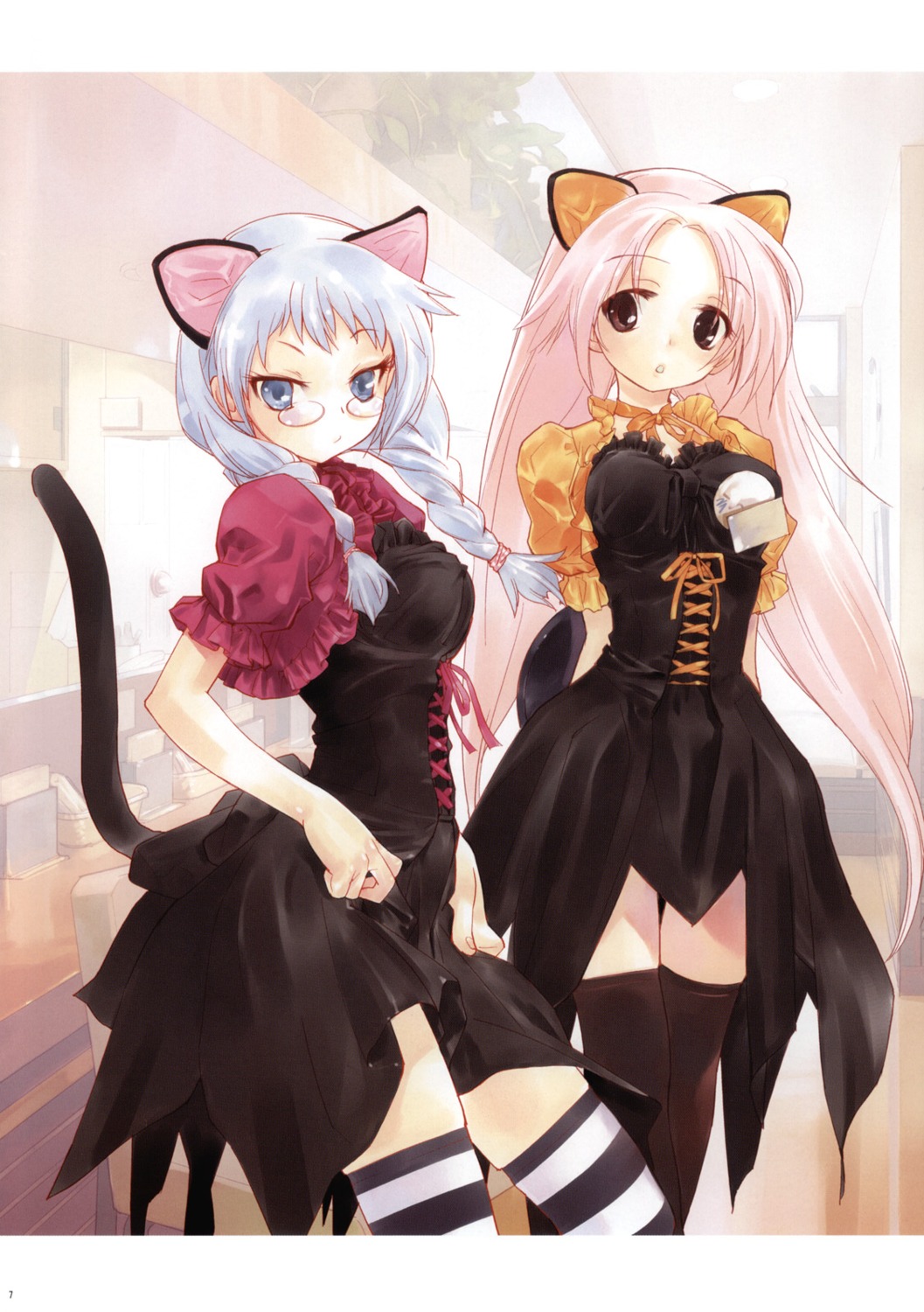 animal_ears, hapoi-dokoro, lolita_fashion, megane, nekomimi, okazaki_takeshi, tail, thighhighs