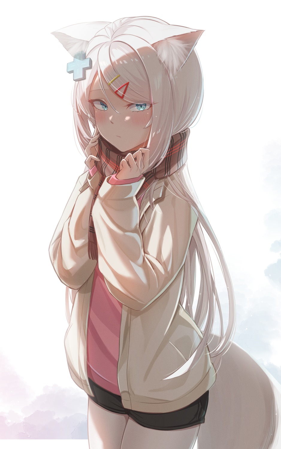 animal_ears, can_zhu, sweater, tail