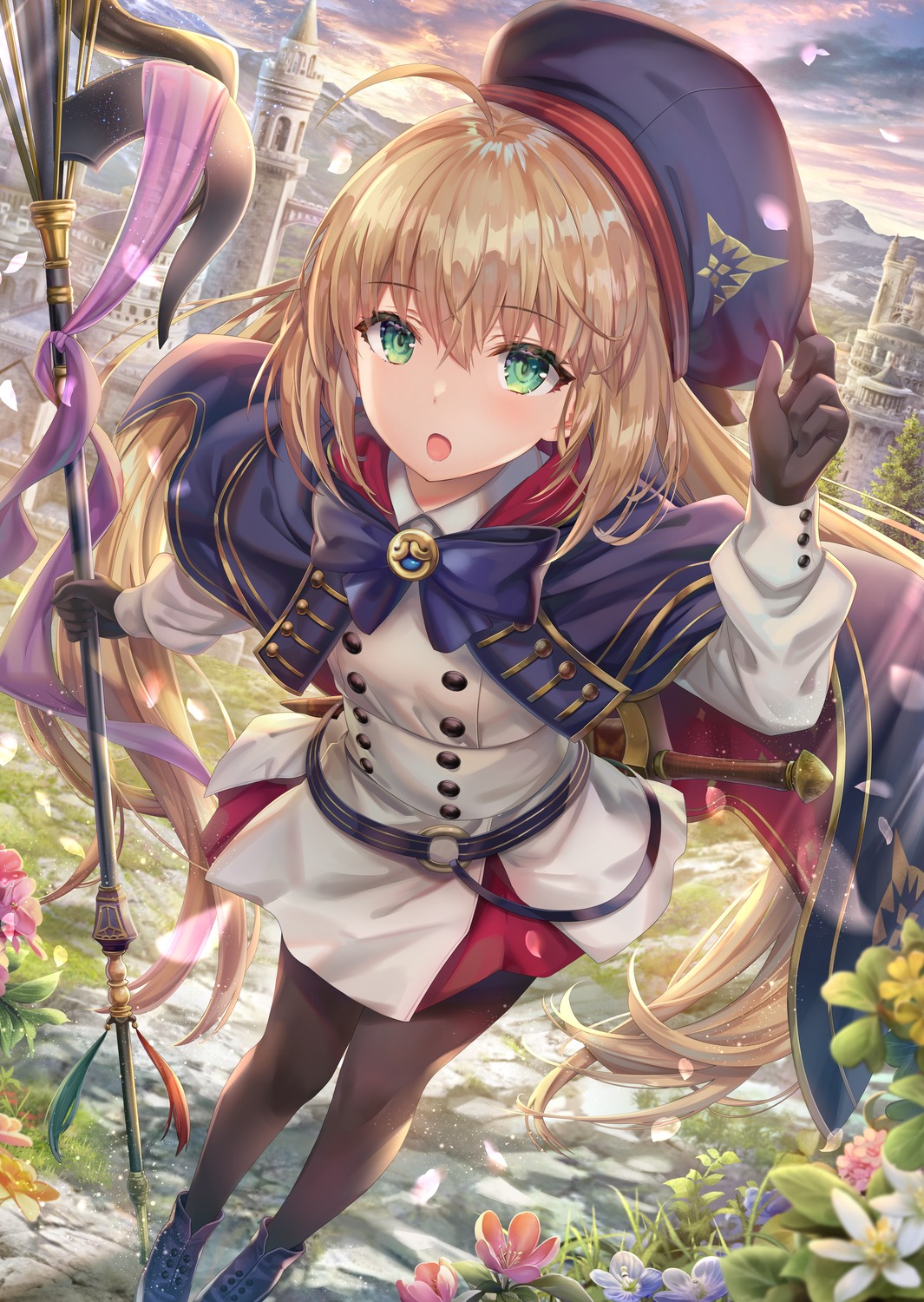 artoria_caster_(fate), fate/grand_order, pantyhose, torino_akua, uniform, weapon