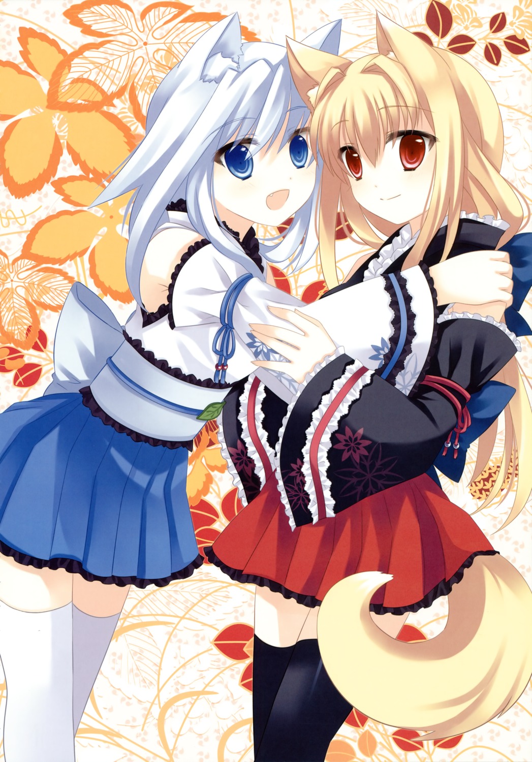 animal_ears, i.s.w, kanan, kitsune, tail, thighhighs