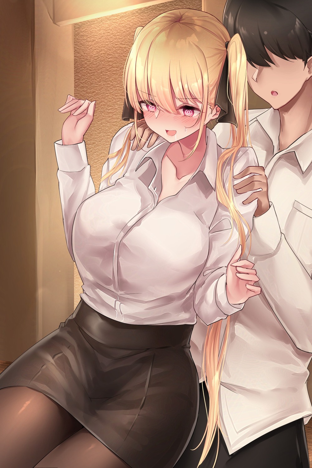 dress_shirt, osisio, pantyhose