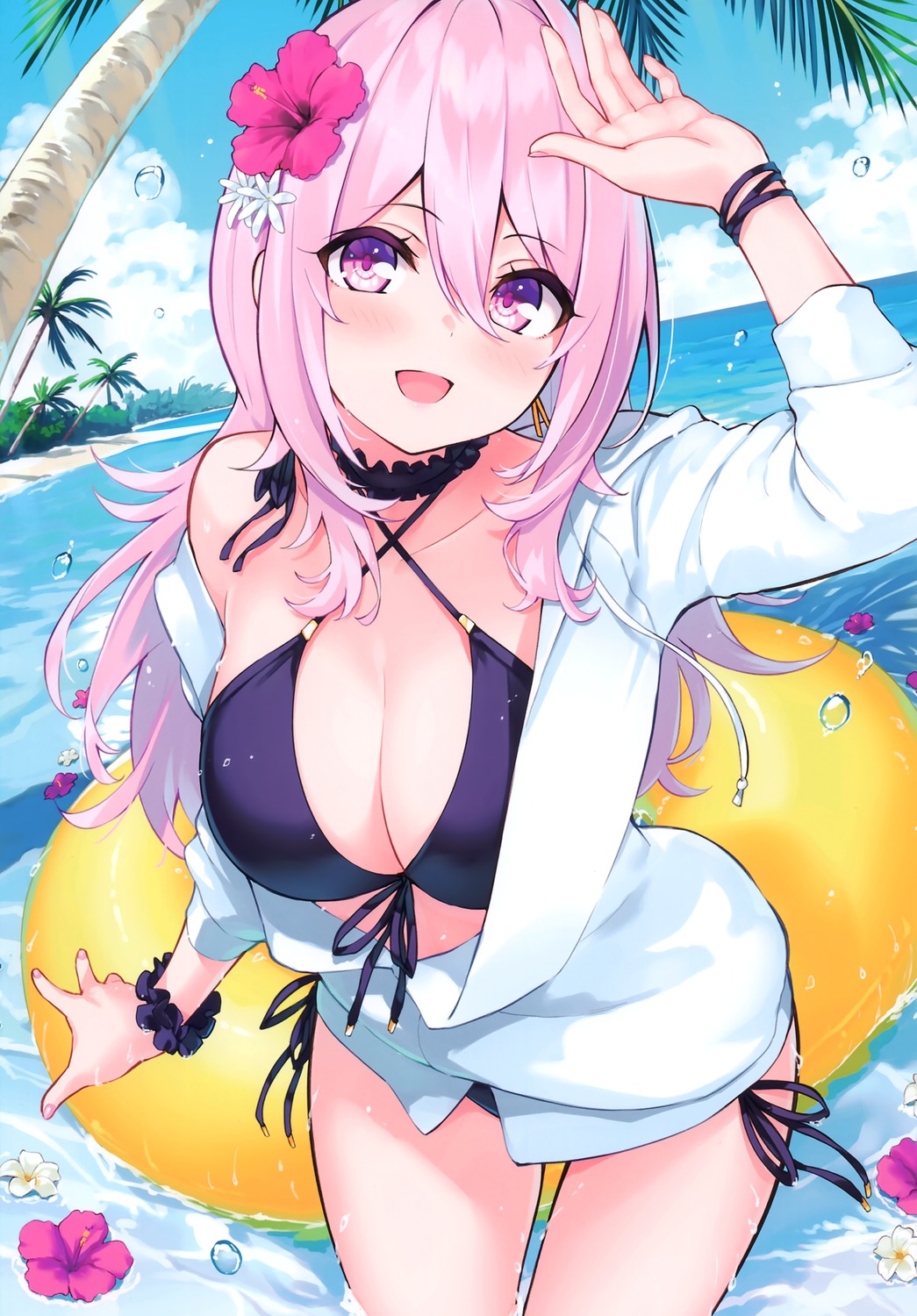 bikini, cleavage, hisen_kaede, open_shirt, swimsuits, wet