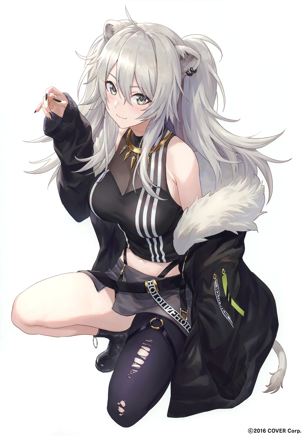 animal_ears, guchico, hololive, shishiro_botan, tail, torn_clothes