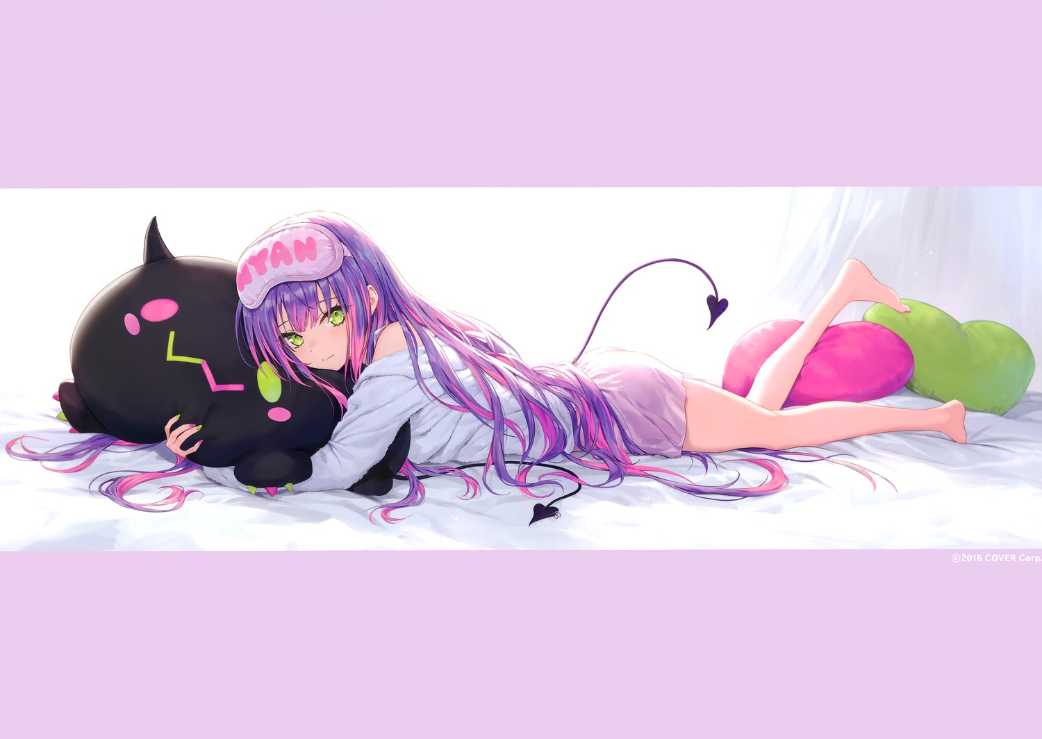 guchico, hololive, pajama, tail, tokoyami_towa