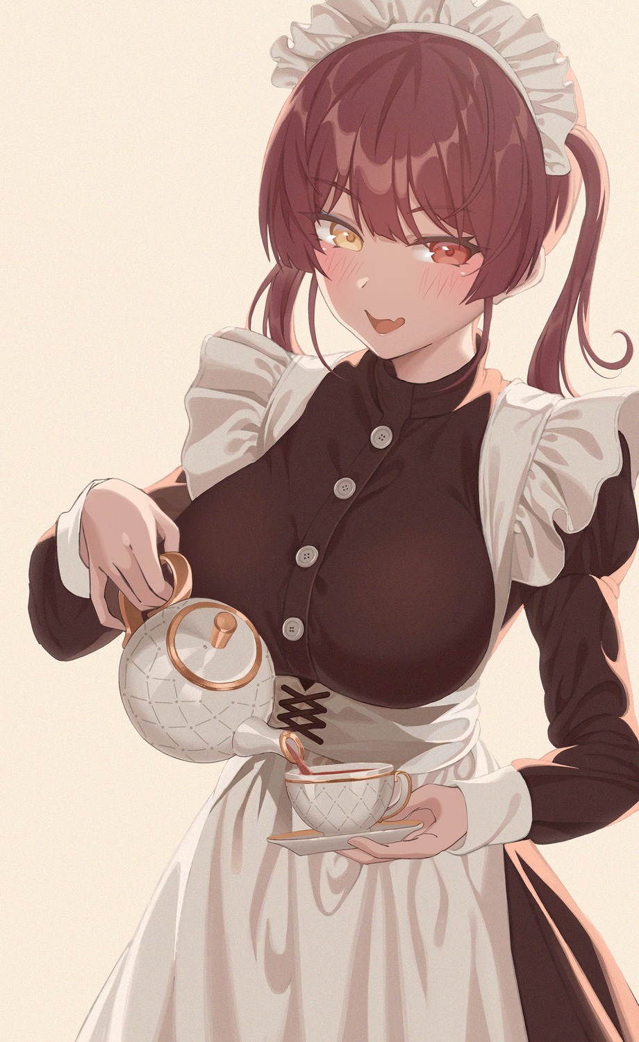 heterochromia, hololive, houshou_marine, maid, o-los