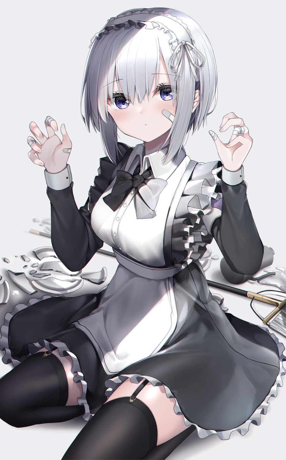 bandages, bandaid, maid, neku_(neku_draw), stockings, thighhighs