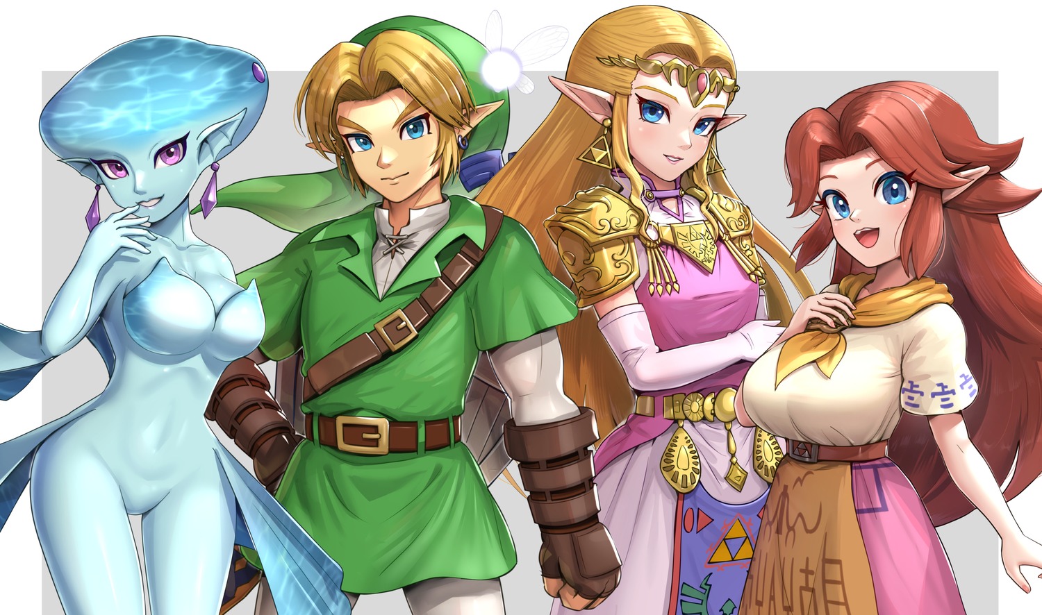 armor, elf, gonzarez, link, malon_(zelda), monster_girl, pointy_ears, princess_ruto