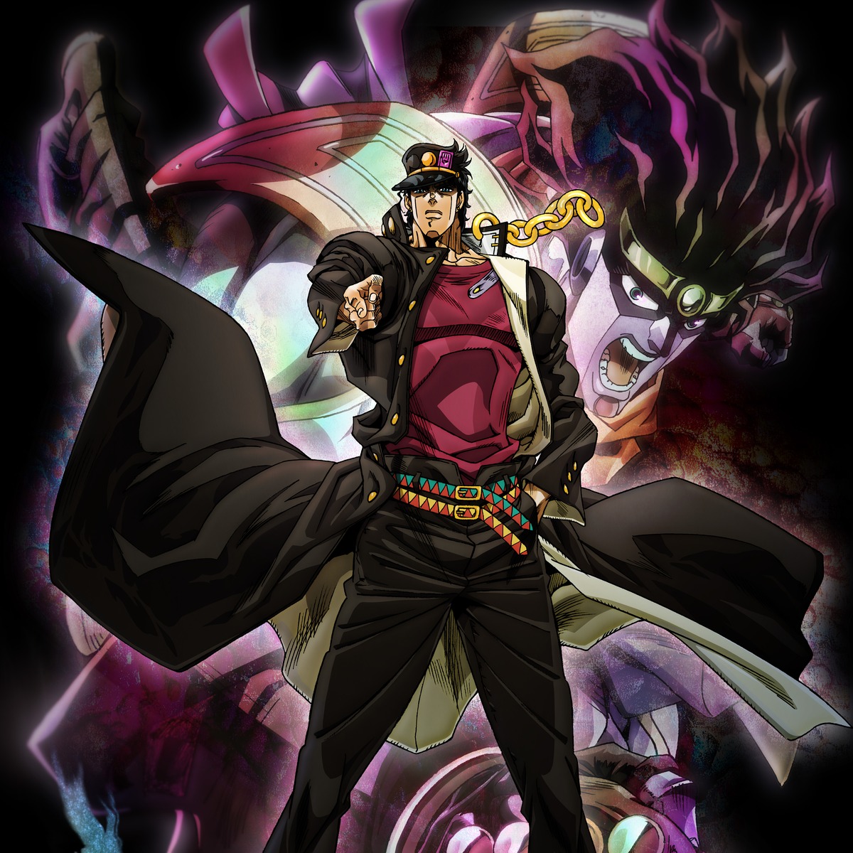 jojo_no_kimyou_na_bouken, jojo_no_kimyou_na_bouken_part_3:_stardust_crusaders, kuujou_joutarou, male, star_platinum, tagme