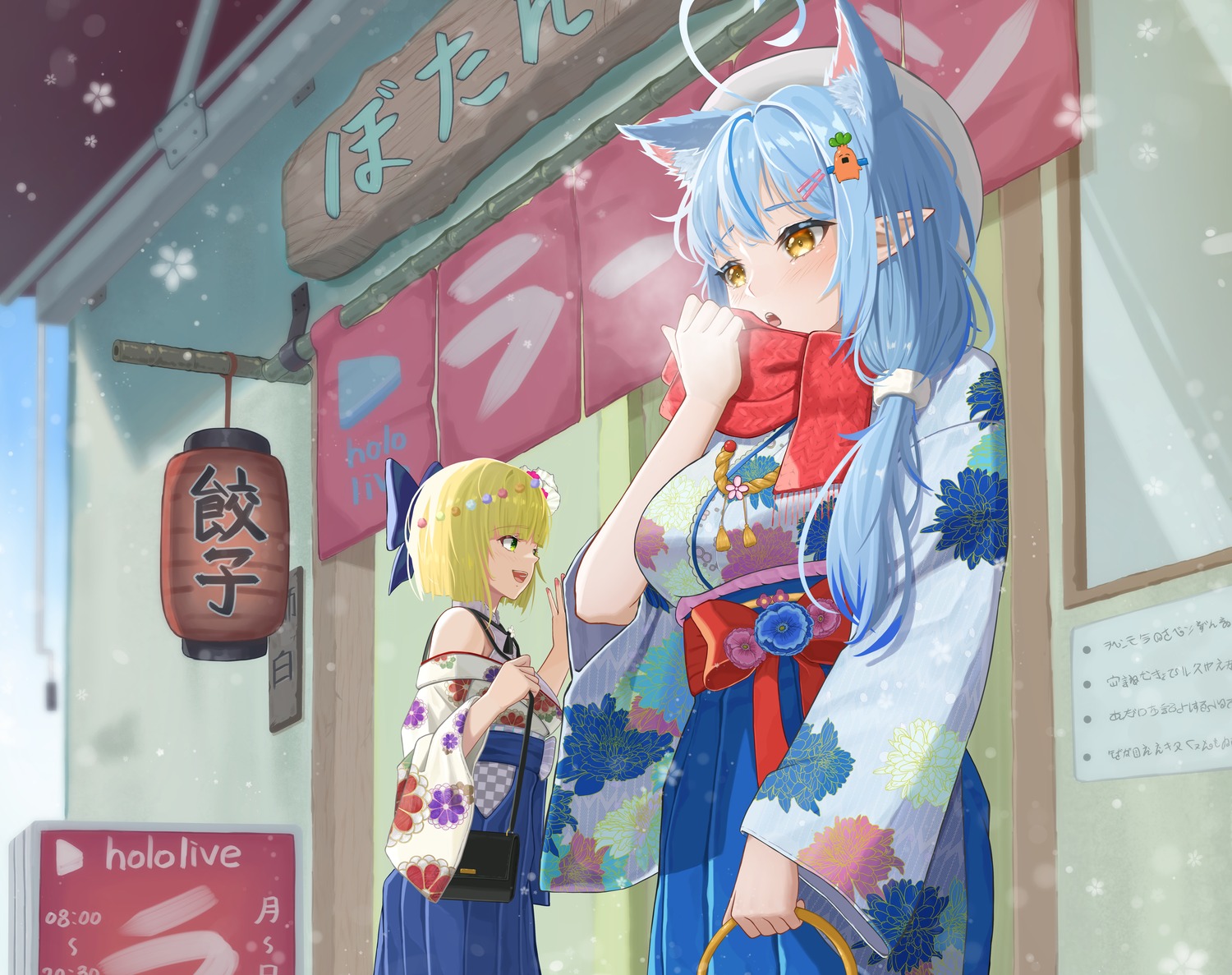 animal_ears, bangom_r, elf, hololive, japanese_clothes, momosuzu_nene, nekomimi, pointy_ears