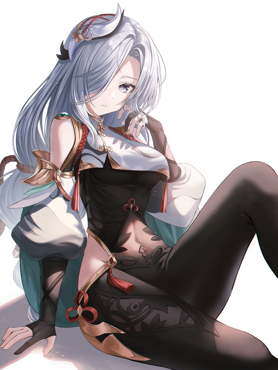 asian_clothes, bodysuit, genshin_impact, kuro_(rudyan0128), see_through, shenhe