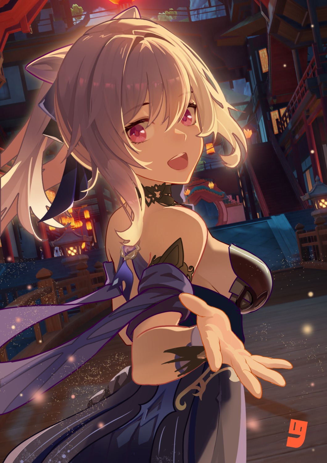 cheeky_little_star, dress, genshin_impact, keqing, no_bra
