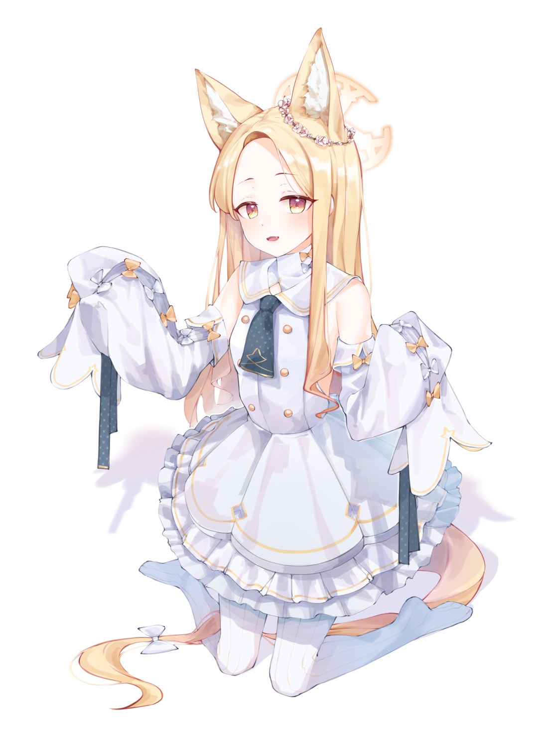 animal_ears, blue_archive, dress, halo, kitsune, yohwa, yurizono_seia