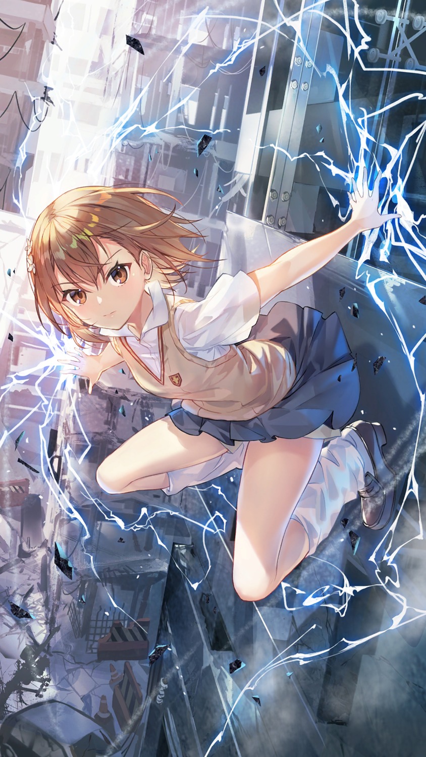 girl_cafe_gun, girl_cafe_gun_ii, lingerie, misaka_mikoto, seifuku, skirt_lift, sweater, tagme