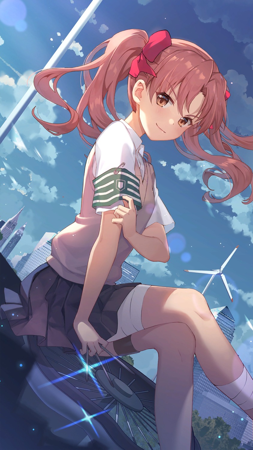 bandages, garter, girl_cafe_gun, girl_cafe_gun_ii, seifuku, shirai_kuroko, sweater, tagme