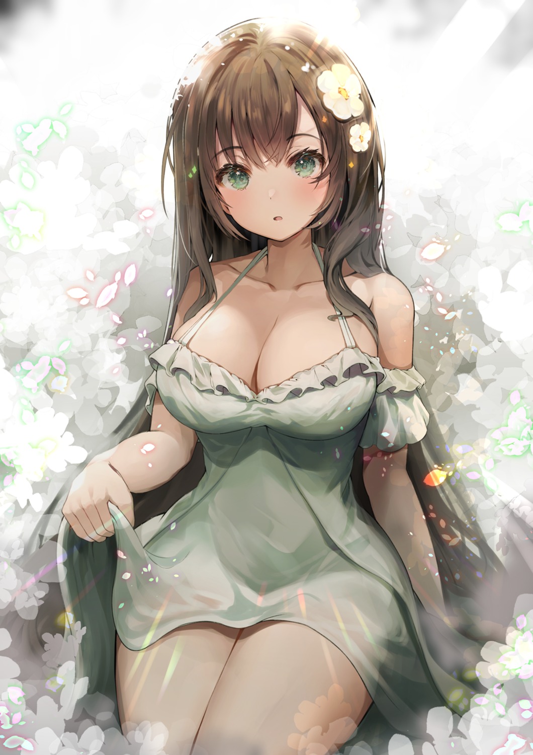 dress, hiromaster_sinta_jh, no_bra, see_through, skirt_lift, summer_dress