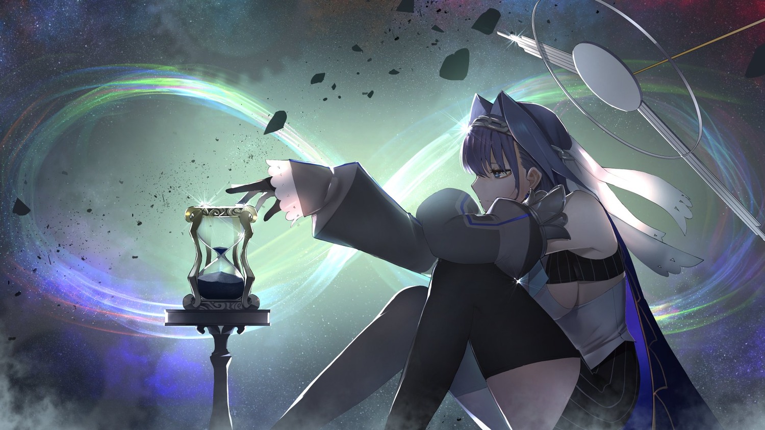 hololive, hololive_english, ouro_kronii, ro_g_(oowack), thighhighs