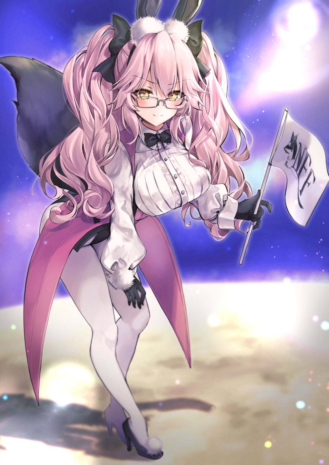 animal_ears, bunny_ears, bunny_girl, fate/grand_order, hane_yuki, heels, kitsune, megane, pantyhose, tail, tamamo_vitch_koyanskaya