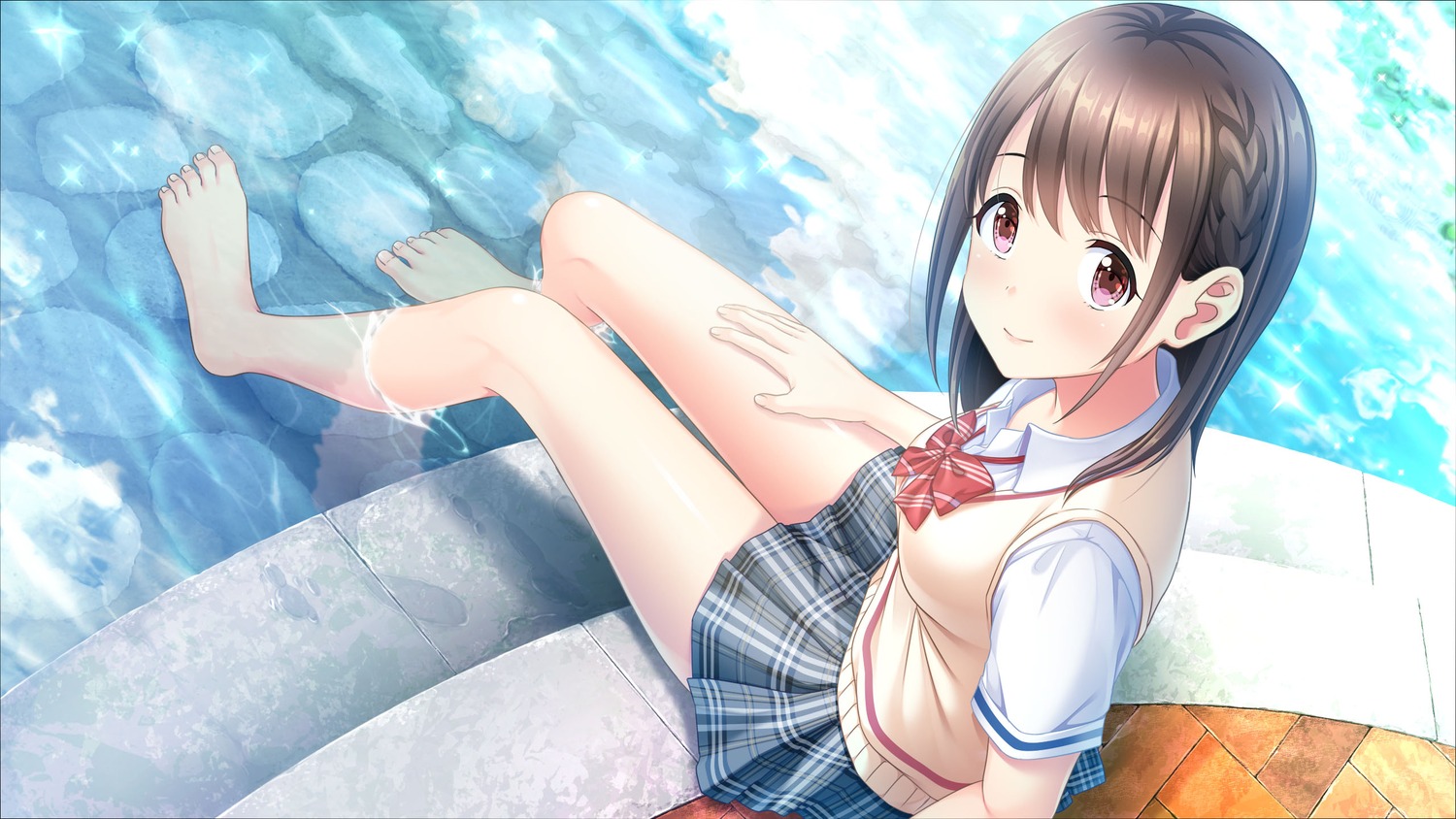 amano_himari, game_cg, giga, love_clear, seifuku, sweater, wet