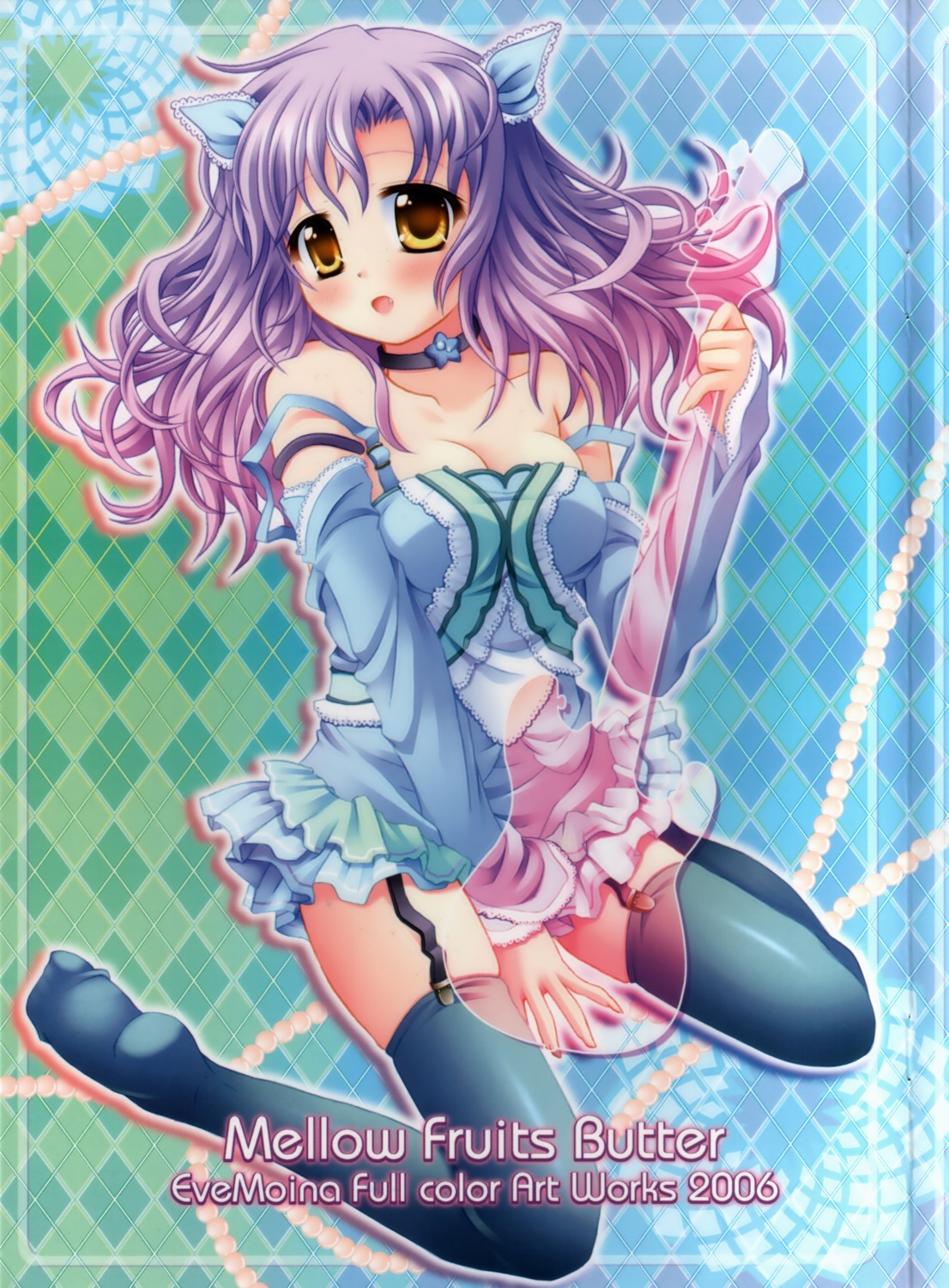 cleavage, evemoina, guitar, stockings, thighhighs