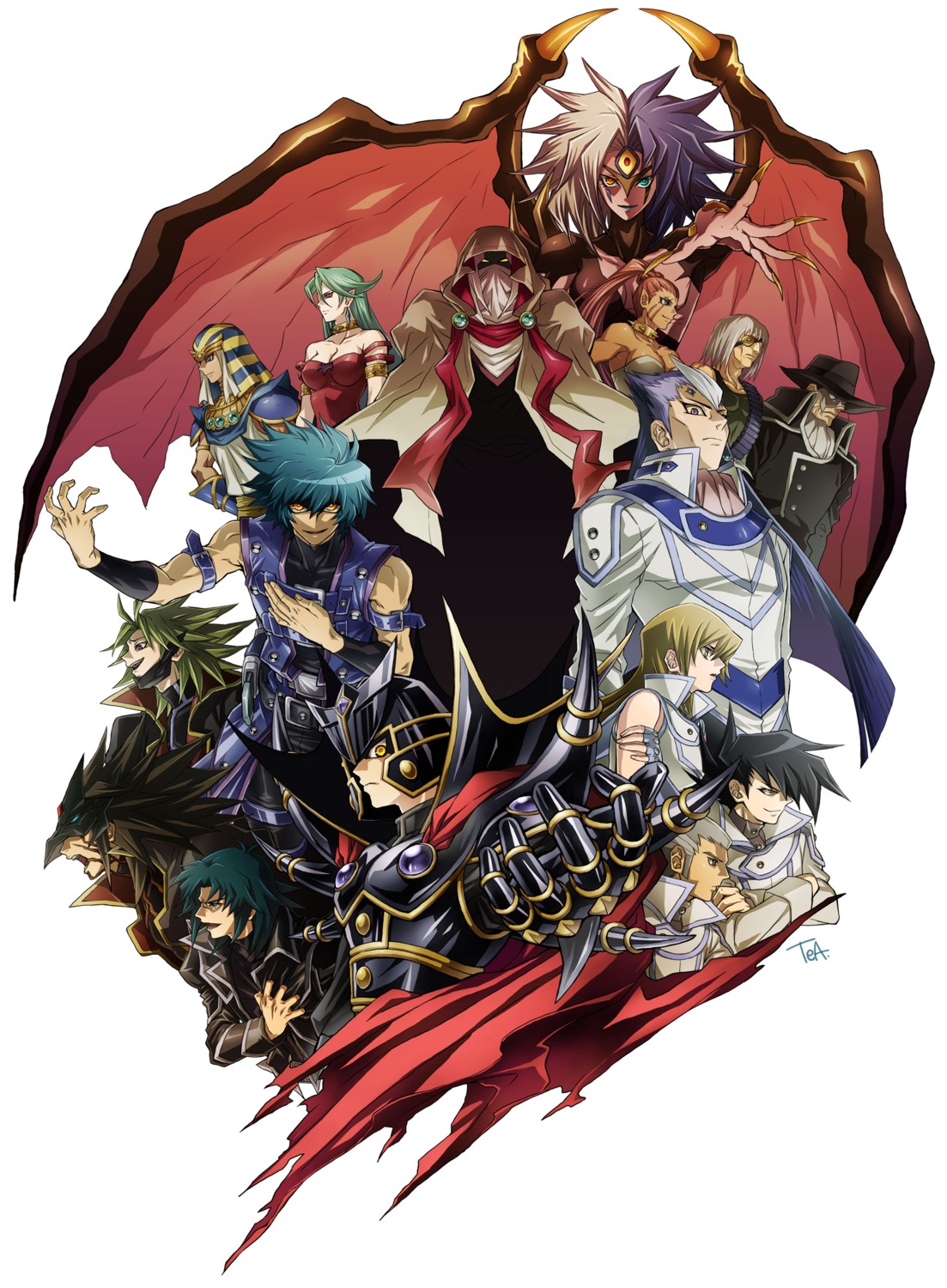 armor, camula, cleavage, devil, don_zaloog, eyepatch, heterochromia, johan_andersen, manjoume_jun, marufuji_ryo, megane, misawa_daichi, saiou_takuma, seifuku, tania, tea_(retroz), tenjouin_asuka, tenjouin_fubuki, wings, yubel, yugioh, yugioh_gx, yuki_judai