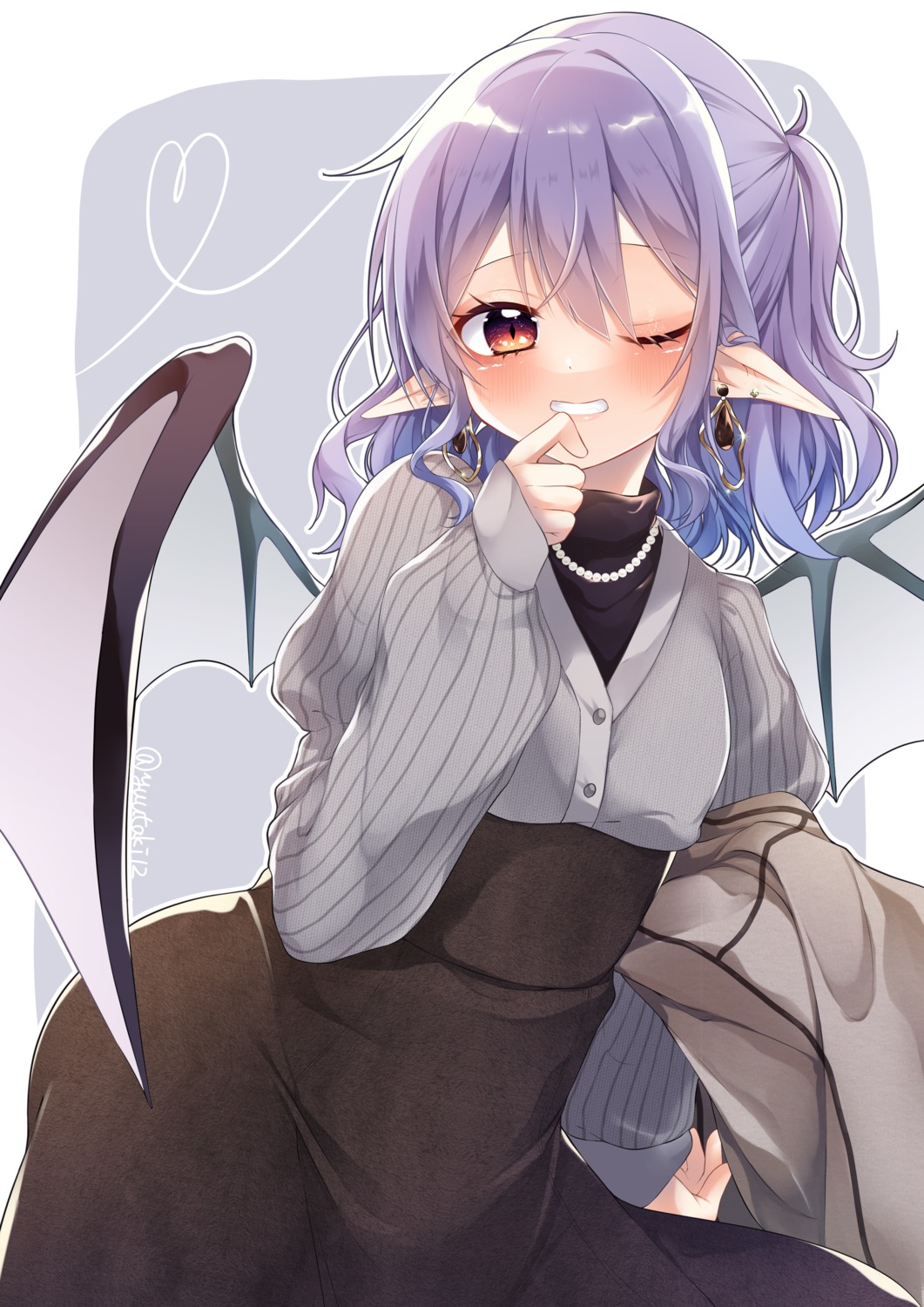 kinosaki_yuuta, pointy_ears, remilia_scarlet, sweater, touhou, wings